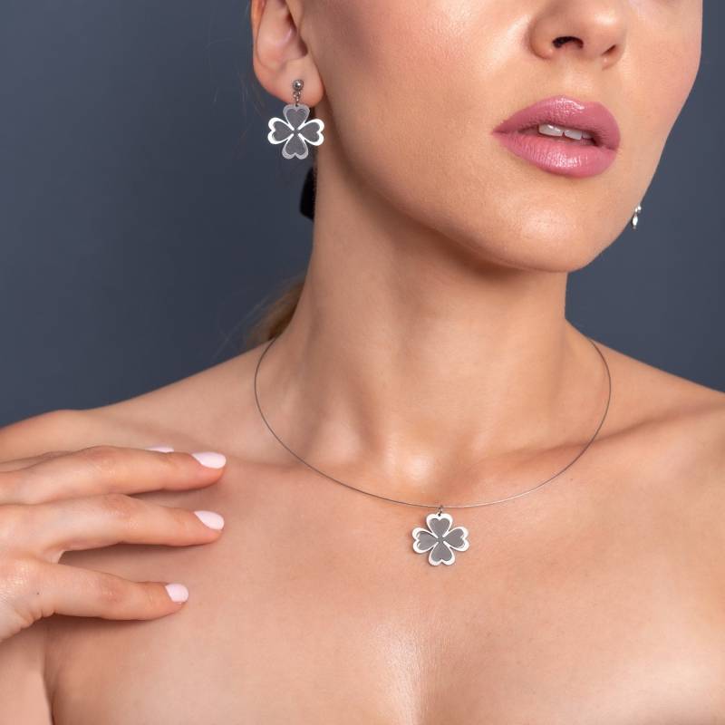 Edelstahl Kleeblatt Schmuck Set Hypoallergen Halskette Und Ohrringe Edelstahl Kleeblatt Schmuck Set Hypoallergen Halskette Und Ohrringe von IvayaCollections