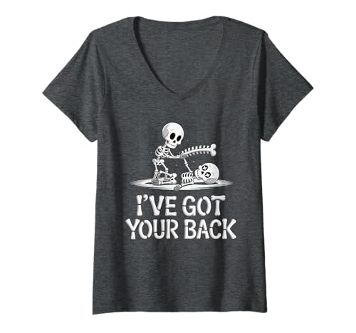 Damen Skelett Ive Got Your Back Halloween Männer Frauen Jugend Mädchen T-Shirt mit V-Ausschnitt Damen Skelett Ive Got Your Back Halloween Männer Frauen Jugend Mädchen T-Shirt mit V-Ausschnitt von Ive Got Your Back Skeleton Halloween
