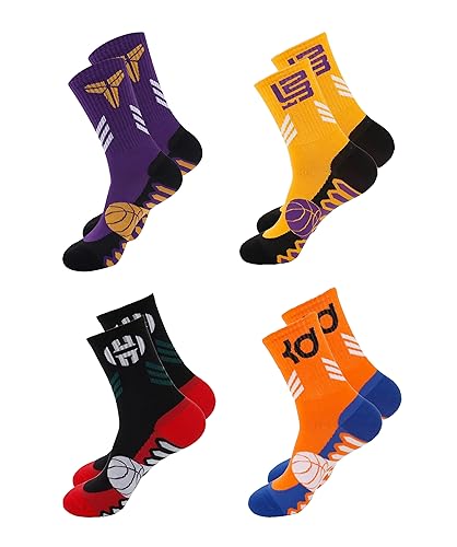 Ivedin | Pack Technische Sportsocken NBA für Erwachsene | Leistung, Widerstandsfähigkeit und Weichheit | Atmungsaktive Baumwolle | Hochleistungssport | Einheitsgröße 37-43 EU (Baumwolle, Pack 4A) von Ivedin