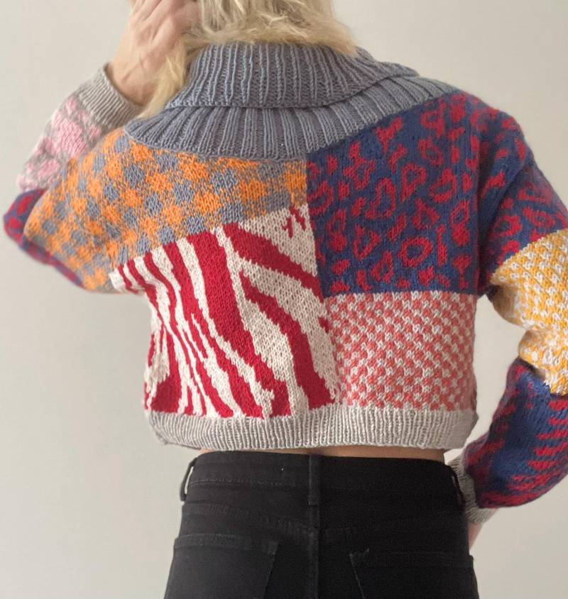 Fair Isle Pullover Handgestrickter Rollkragenpullover Cropped Patchwork Versandfertig Handgemachter von IvettyKcraft