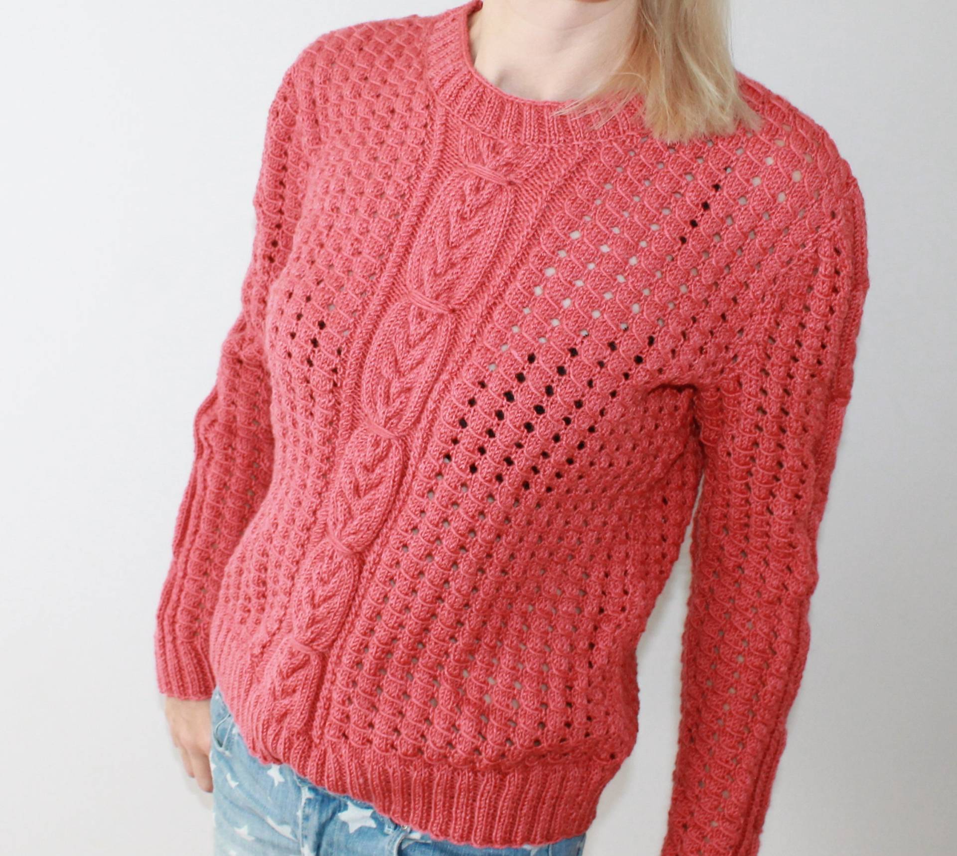Zopfmusterpullover Handgestrickter Spitzenpullover Handgemachter Oranger Pullover Versandfertig Zopfmusterpullover Handgestrickter Spitzenpullover Handgemachter Oranger Pullover Versandfertig von IvettyKcraft