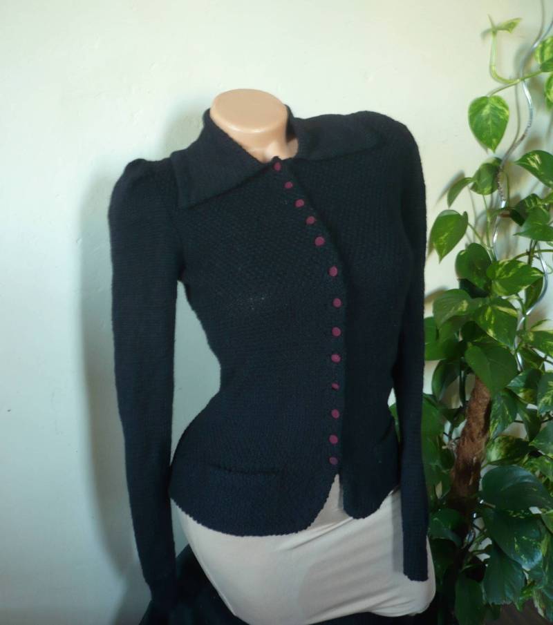 1940Er Jahre Cardigan Jacke "Joan" Westkit Größe S/M Vintage Retro Style Handgestrickt Frauen Damen Wolle von Ivolgaknits