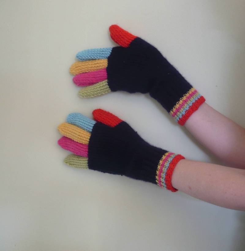 Mehrfarbige Handschuhe Damen/Mädchen Frauen Handgestrickte Wolle von Ivolgaknits