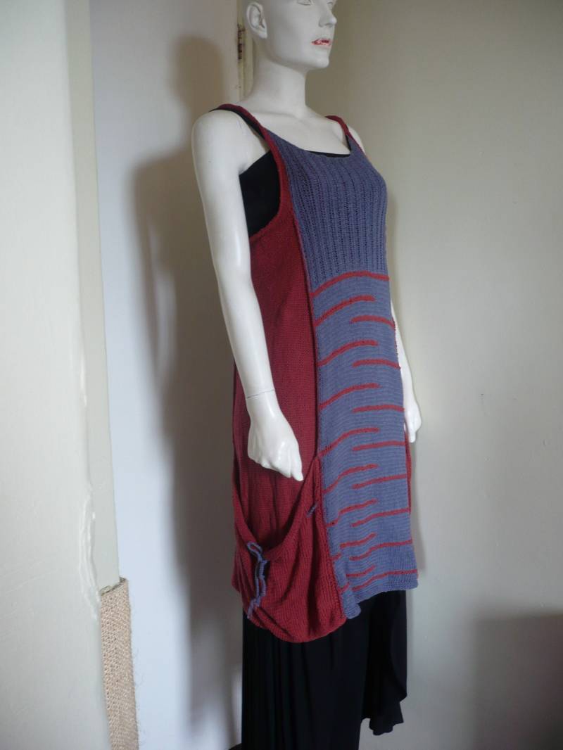 Weste Kleid Größe M | Medium Ärmellos Handgestrickte Baumwollmischung Frauen Damen von Ivolgaknits