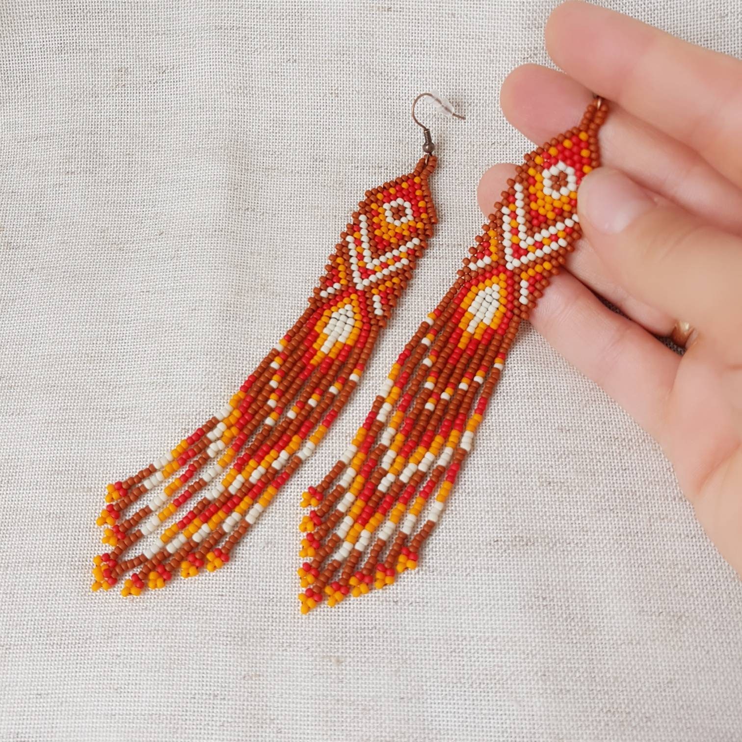 Extra Lange Terrakotta Ohrringe Rost Rocailles Boho Perlenohrringe Fransen Chandelier Herbst Schulterlange Extra Lange Terrakotta Ohrringe Rost Rocailles Boho Perlenohrringe Fransen Chandelier Herbst Schulterlange von IvonaHMJewelry