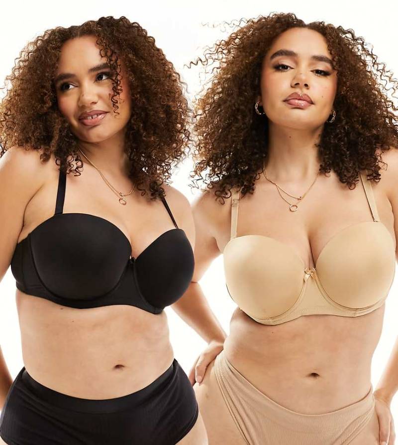 Ivory Rose Curve - 2er-Pack trägerlose BHs in Beige und Schwarz-Bunt von Ivory Rose Lingerie