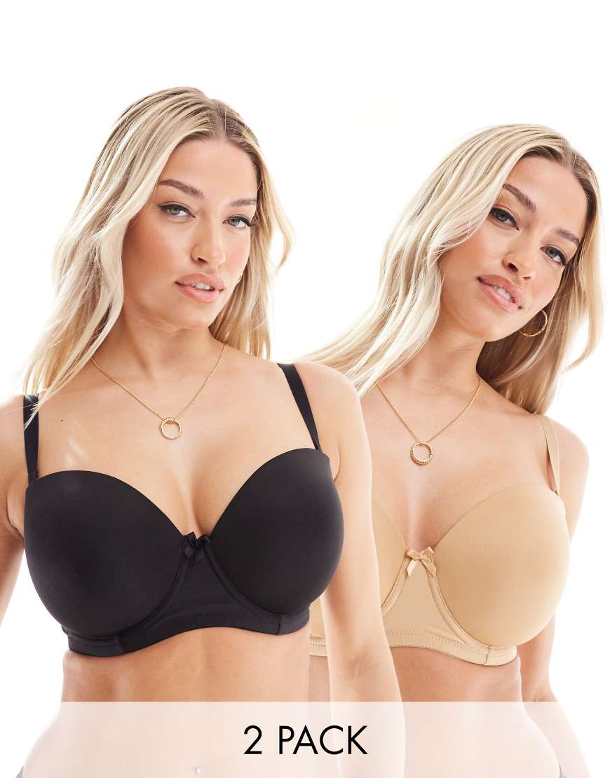 Ivory Rose - Größere Brust - 2er-Pack trägerlose BHs in Beige und Schwarz-Bunt von Ivory Rose Lingerie