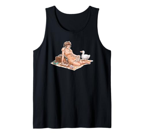 Cottagecore Picknick Mädchen Weiches Vintage Pfirsichkleid Entenbuch Tank Top von Ivy Dolamore