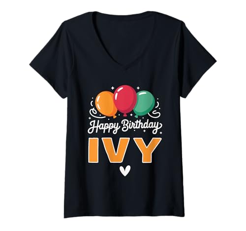 Damen Alles Gute zum Geburtstag Spruch Ivy T-Shirt mit V-Ausschnitt Damen Alles Gute zum Geburtstag Spruch Ivy T-Shirt mit V-Ausschnitt von Ivy Name Spruch für Geburtstag