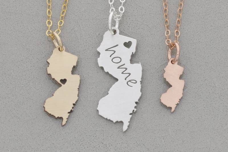 sterling Silber New Jersey Halskette Personalisierte Charme sterling Silber New Jersey Halskette Personalisierte Charme von IvyByDesign