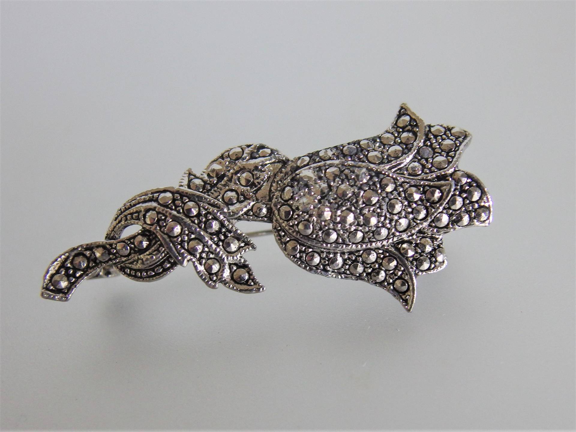 Vintage Silber Marcasite Damen Foral Brosche von IvyCottage2U