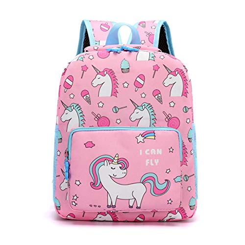 Einhorn Rucksack Kleinkind, Kinder Rucksäcke Kindergarten Schulranzen Leichter Vorschulrucksack mit Flaschenhalter für Kleine Mädchen Jungen(Rosa) von IvyH