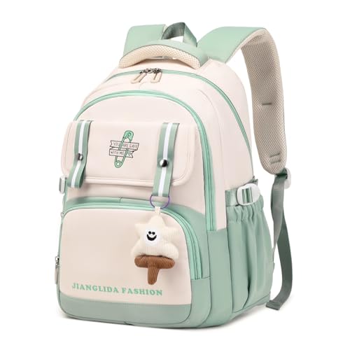 IvyH Kinderrucksack Mädchen- Stilvolle Schulrucksack für Mädchen und Teenager - Wasserdichtes Lässiger Daypack Groß, Perfekt als Schulranzen für 3-6. Klasse Mädchen, Grün von IvyH