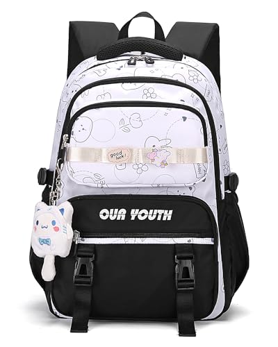 IvyH Kinderrucksack Schulrucksack Mädchen Teenager Rucksack Lässige Daypack Wasserdicht, Schulranzen Mädchen 2-6. klasse mit Großer Kapazität Grundschulen Gymnasien Universität, schwarz von IvyH