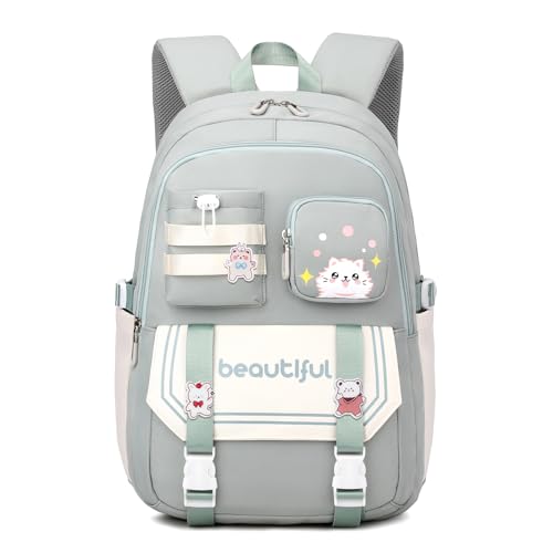 IvyH Schulrucksack Mädchen – Kinderrucksack Große Kapazität Daypack Wasserdicht, Schultaschen Ideal für Mädchen Jungen im Alter von 2-6. Klasse, Grün von IvyH