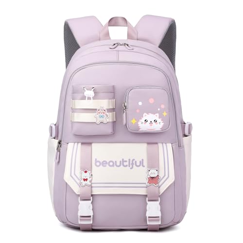 IvyH Schulrucksack Mädchen – Kinderrucksack Große Kapazität Daypack Wasserdicht, Schultaschen Ideal für Mädchen Jungen im Alter von 2-6. Klasse, Lila von IvyH