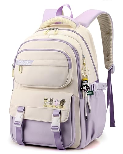 IvyH Schulrucksack Mädchen Rucksack Teenager Lässige Daypack Wasserdicht, 15,6 Zoll Laptop-Rucksack für Jungen Mädchen 3-9. klasse Grundschulen Gymnasien Universität Schultasche Groß, Violett von IvyH