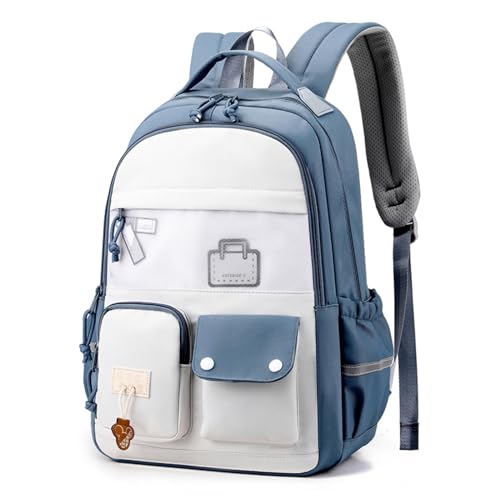 IvyH Schulrucksack für Mädchen und Teenager - Kinderrucksäcke mit Großer Kapazität - Wasserdichtes Lässiger Daypack, Perfekt als Schulranzen für 3-9. Klasse Mädchen, Blau von IvyH