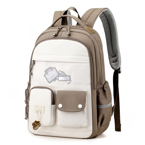 IvyH Schulrucksack für Mädchen und Teenager - Kinderrucksäcke mit Großer Kapazität - Wasserdichtes Lässiger Daypack, Perfekt als Schulranzen für 3-9. Klasse Mädchen, Braun von IvyH