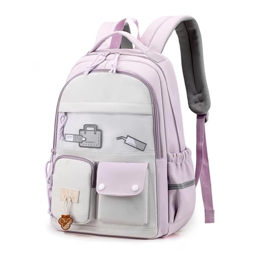 IvyH Schulrucksack für Mädchen und Teenager - Kinderrucksäcke mit Großer Kapazität - Wasserdichtes Lässiger Daypack, Perfekt als Schulranzen für 3-9. Klasse Mädchen, Lila von IvyH