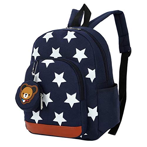 kindergartenrucksack, Kinderrucksack Star Drucken Mit Bär Brieftasche Kinder Rucksack für Rucksack Kindergarten Junge Babyrucksack Schultasche 2-6 Jahre Schwarz von IvyH