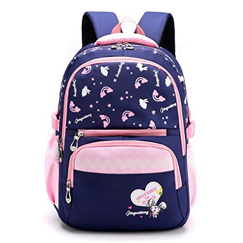 Kinderrucksäcke Schultasche für Mädchen, Grundschule Schulranzen Großer Rucksack Schöner Bedruckter Lässiger Tagesrucksack für Kinder(Tiefes Blau) von IvyH