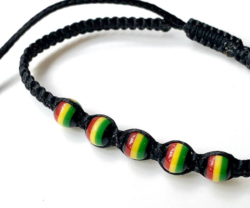 Reggae Armband-Rasta Armband-Jamaikaner Armband-Rot Gelb Grün Armband-Rastafari Armband-Perlen Schwarz Farben von IvyMoonDesignsShop