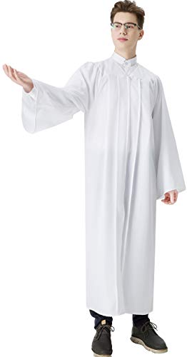 IvyRobes Chor Klerus Chorrobe Priester Robe Taufen Kostüm Herren Damen Unisex Erwachsene Abschluss Talar Weiß XXL 60(187cm - 197cm) von IvyRobes