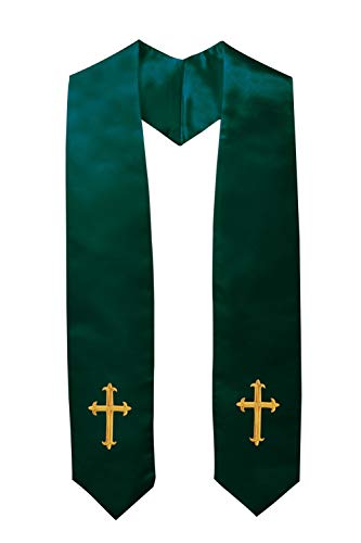 IvyRobes Erwachsene Klerus Chor Gestohlen mit Stickerei Kreuz Traditionell 152cm Unisex Kirche Priester Kostüm Waldgrün von IvyRobes