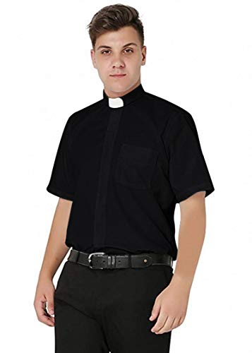 IvyRobes Herren Priesterhemd Pfarrer Kurzarm Priester Klerus Hemd Schwarz mit Tab Kollar Kragen 40-41 EU (16) IvyRobes Herren Priesterhemd Pfarrer Kurzarm Priester Klerus Hemd Schwarz mit Tab Kollar Kragen 40-41 EU (16) von IvyRobes