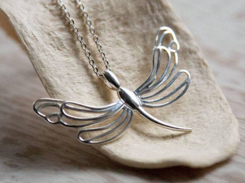 Libelle Ringhalter Anhänger Halskette in Sterling Silber, Große Ringgröße Anhänger, Großer Libelle Ringhalter Anhänger Halskette in Sterling Silber, Große Ringgröße Anhänger, Großer von IvyStoneCreative
