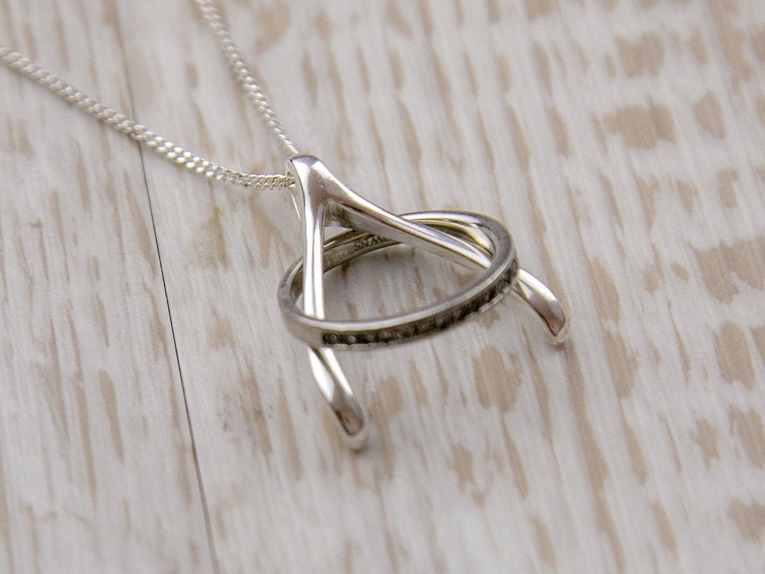 Wishbone Ring-Halter-Anhänger Halskette in Sterling Silber Und 18K Gold Vermeil, Wishbone Anhänger Wishbone Ring-Halter-Anhänger Halskette in Sterling Silber Und 18K Gold Vermeil, Wishbone Anhänger von IvyStoneCreative
