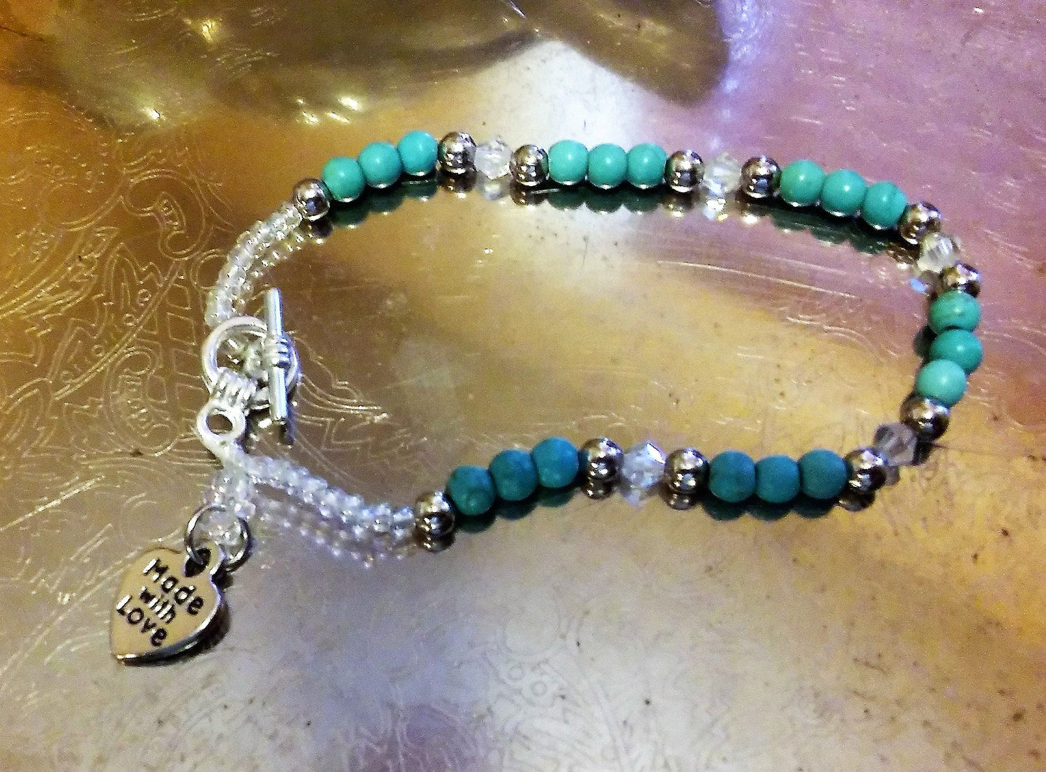 Charmed Türkis Und Kristallarmband, Handgefertigt Charmed Türkis Und Kristallarmband, Handgefertigt von Ivylynnsjewels