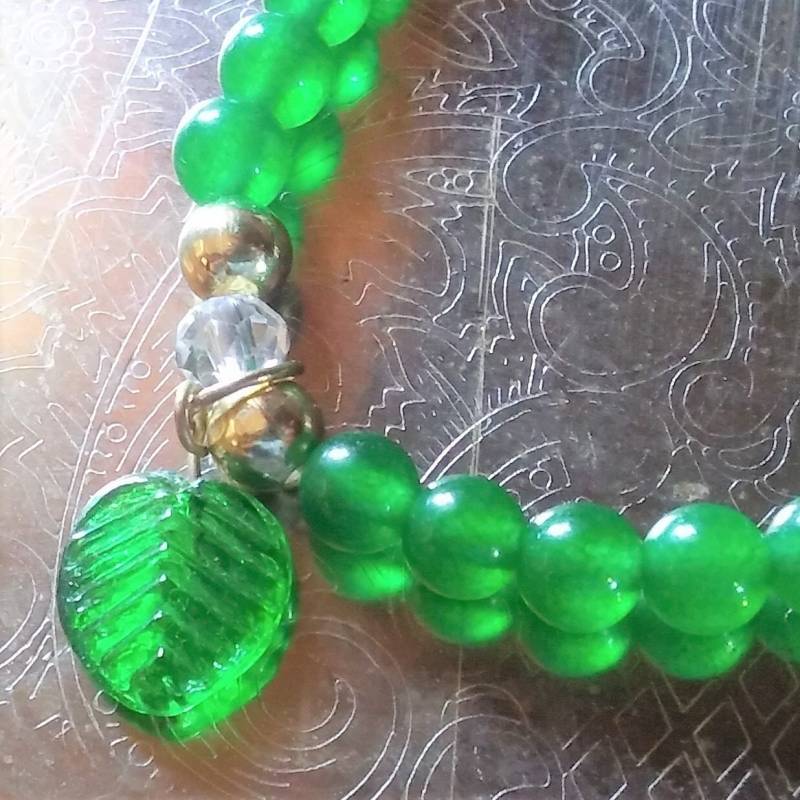 Jade, Jade Leaf, Mit Goldrunde Gestrahlte Armband Jade, Jade Leaf, Mit Goldrunde Gestrahlte Armband von Ivylynnsjewels