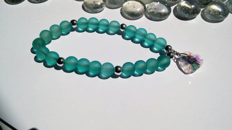 Rauch Clear Türkis Versente Armband Mit Sparkle Herz Rauch Clear Türkis Versente Armband Mit Sparkle Herz von Ivylynnsjewels