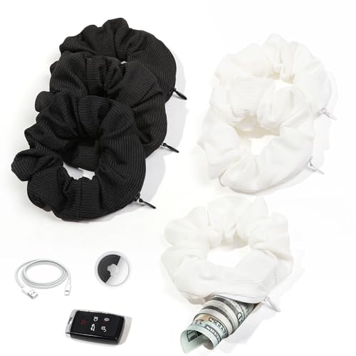 Haargummi-Halter, verstecktes Fach, Samt, mit Reißverschlusstasche für Damen von Ivyu