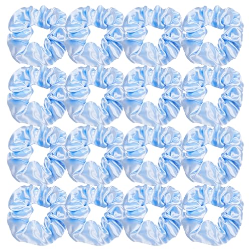 Haargummis für Damen, blaue Satin-Haargummis für Mädchen, große Haargummis für Damen, dickes, lockiges Haar, Pferdeschwanzhalter, niedliche Pferdeschwanz-Halter, keine Falten, keine Beschädigung, 16 von Ivyu