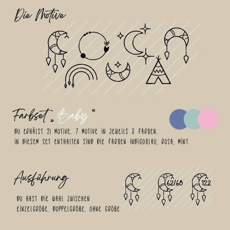 Bügellabel | Boho Hinu Größenetiketten Label von IwoKreativDesign