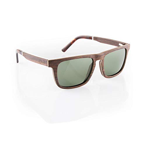 iWood Sonnenbrille aus Holz/Echtholz/Echtholzbrille/Holzbrille - Modell 07 Buchenholz mit Olive - für Damen und Herren - UV400 mit Polarisationsfilter - Brillenmanufaktur aus Deutschland von iWood