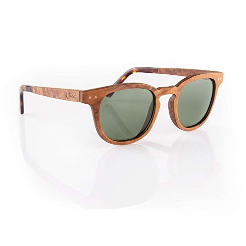 Iwood Sonnenbrille aus Holz/Echtholz/Echtholzbrille/Holzbrille - Modell 10 rotes Wurzelholz - für Damen und Herren - UV400 mit Polarisationsfilter (polarisiert) - Brillenmanufaktur aus Deutschland von Iwood