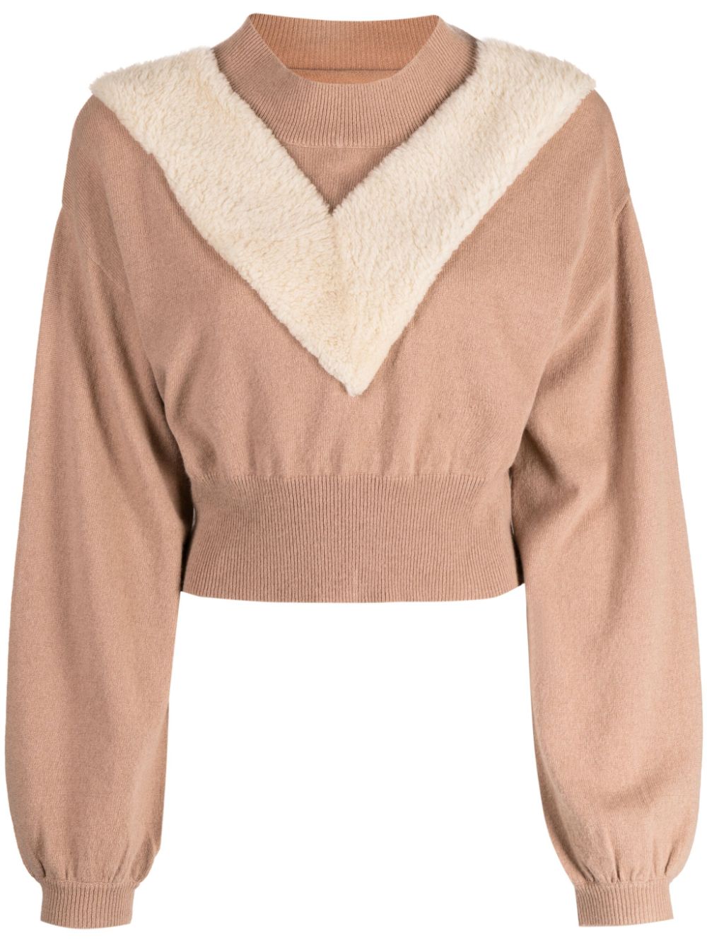 Izaak Azanei Pullover mit Shearling-Detail - Nude von Izaak Azanei