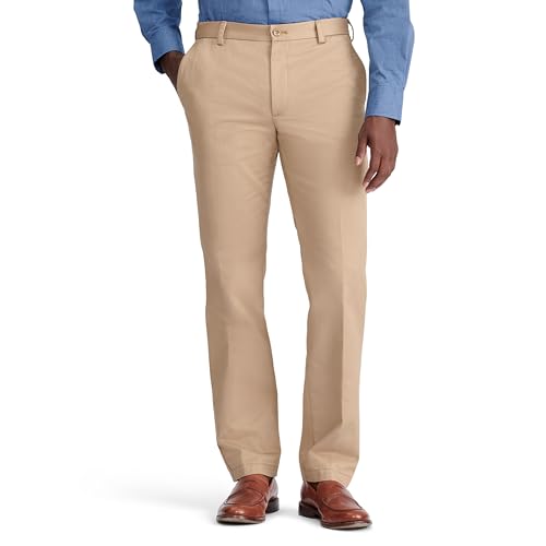 Izod Herren Regular American Chino Flat Front Straight Fit Hose, Englisches Khaki, 42 W/30 L von Izod