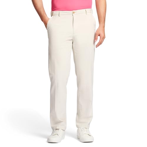 IZOD Herren Saltwater Stretch-Chinohose mit Flacher Vorderseite, gerade Passform Lässige Hose, Silberne Birke, 34W / 32L von Izod