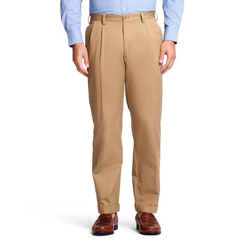 IZOD Herren American Chino Double Pleated Classic Fit Pant Hose, French Khaki, 34W / 30L von Izod