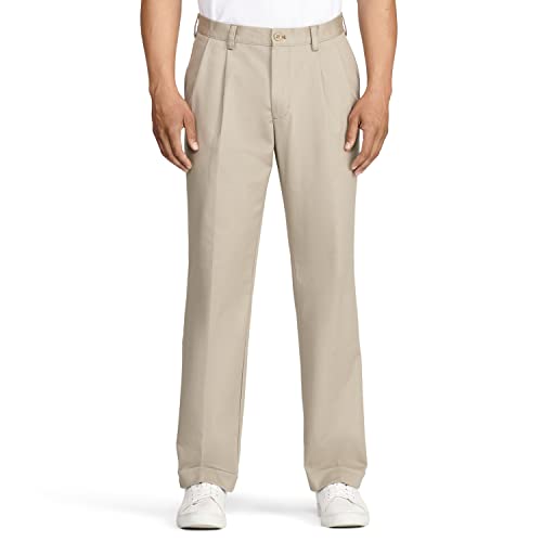 IZOD Herren American Chino Doppelt Plissee Hose, Khaki, 32W / 30L von Izod