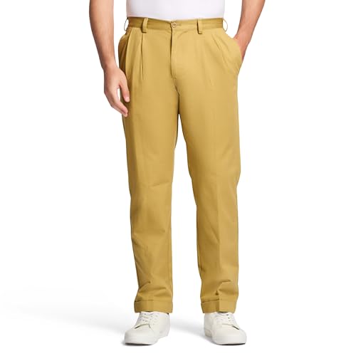 Izod American Chino Plissee-Hose für Herren, Khaki, 34W x 29L von Izod