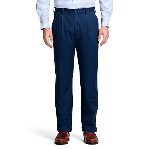 IZOD Herren American Chino Double Plissee Hose, Navy, 34W / 30L von Izod