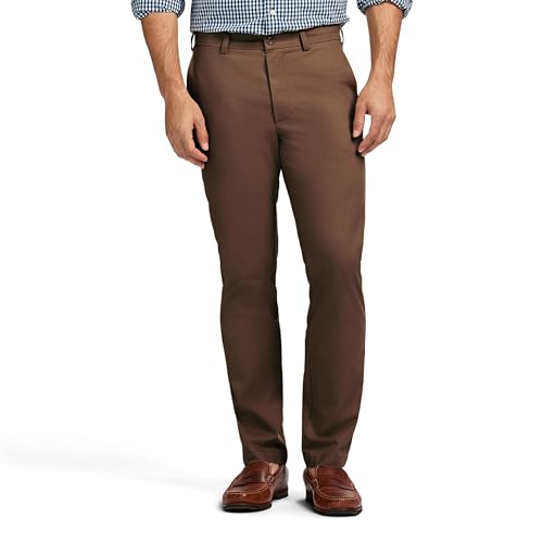 IZOD Herren American Chino Flat Front Straight Fit Lässige Hose, Decaf Kaffee, 42W / 30L von Izod