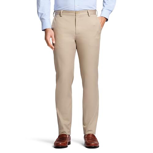 IZOD Herren American Chino Flat Front Straight Fit Hose, Khaki, 42W / 32L von Izod