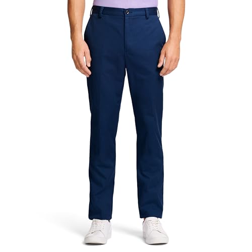 IZOD Herren American Chino Flat Front Straight Fit Hose, Marineblau, 34W / 34L von Izod